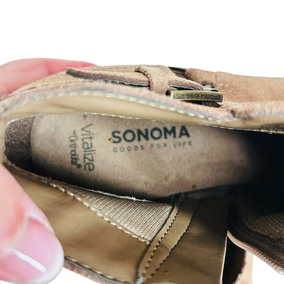 NEW Sonoma Suede Leather Booties 9 M Sonya Taupe Beige Shoes Western Vibe NWT - Picture 7 of 10